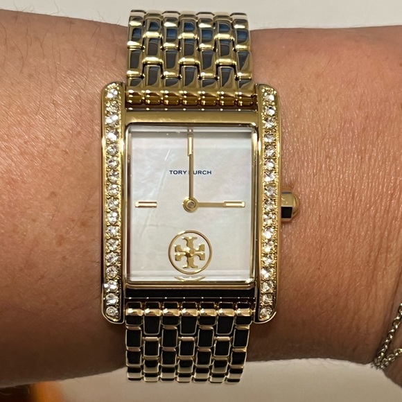 Tory Burch Eleanor Watch | Gold with Crystal Frame - Picture 1 of 6